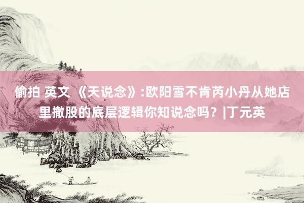 偷拍 英文 《天说念》:欧阳雪不肯芮小丹从她店里撤股的底层逻辑你知说念吗？|丁元英