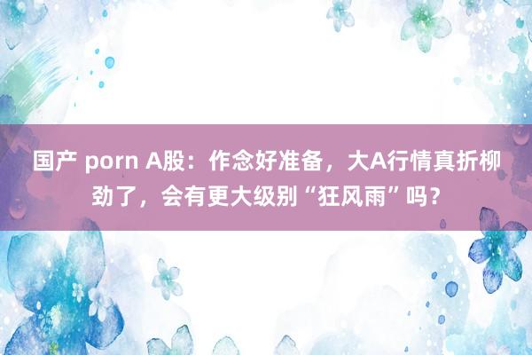 国产 porn A股：作念好准备，大A行情真折柳劲了，会有更大级别“狂风雨”吗？