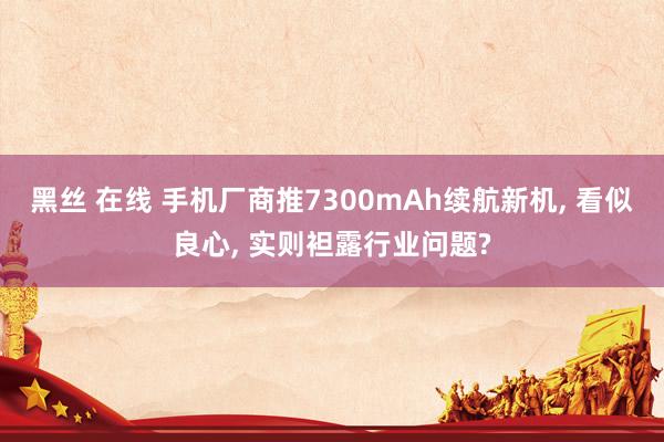 黑丝 在线 手机厂商推7300mAh续航新机， 看似良心， 实则袒露行业问题?